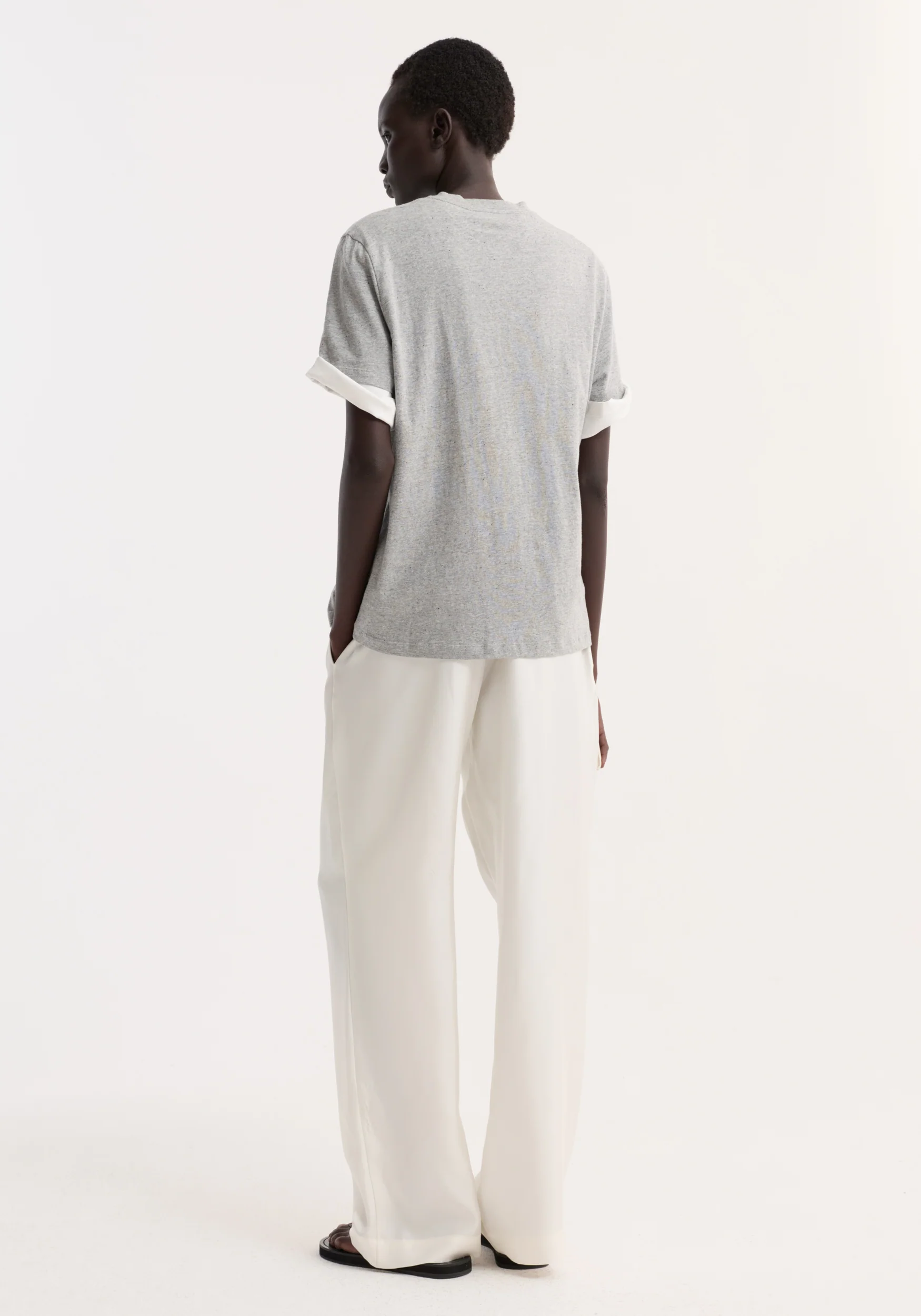 Slub melange cotton t-shirt | light grey melange - Image 4