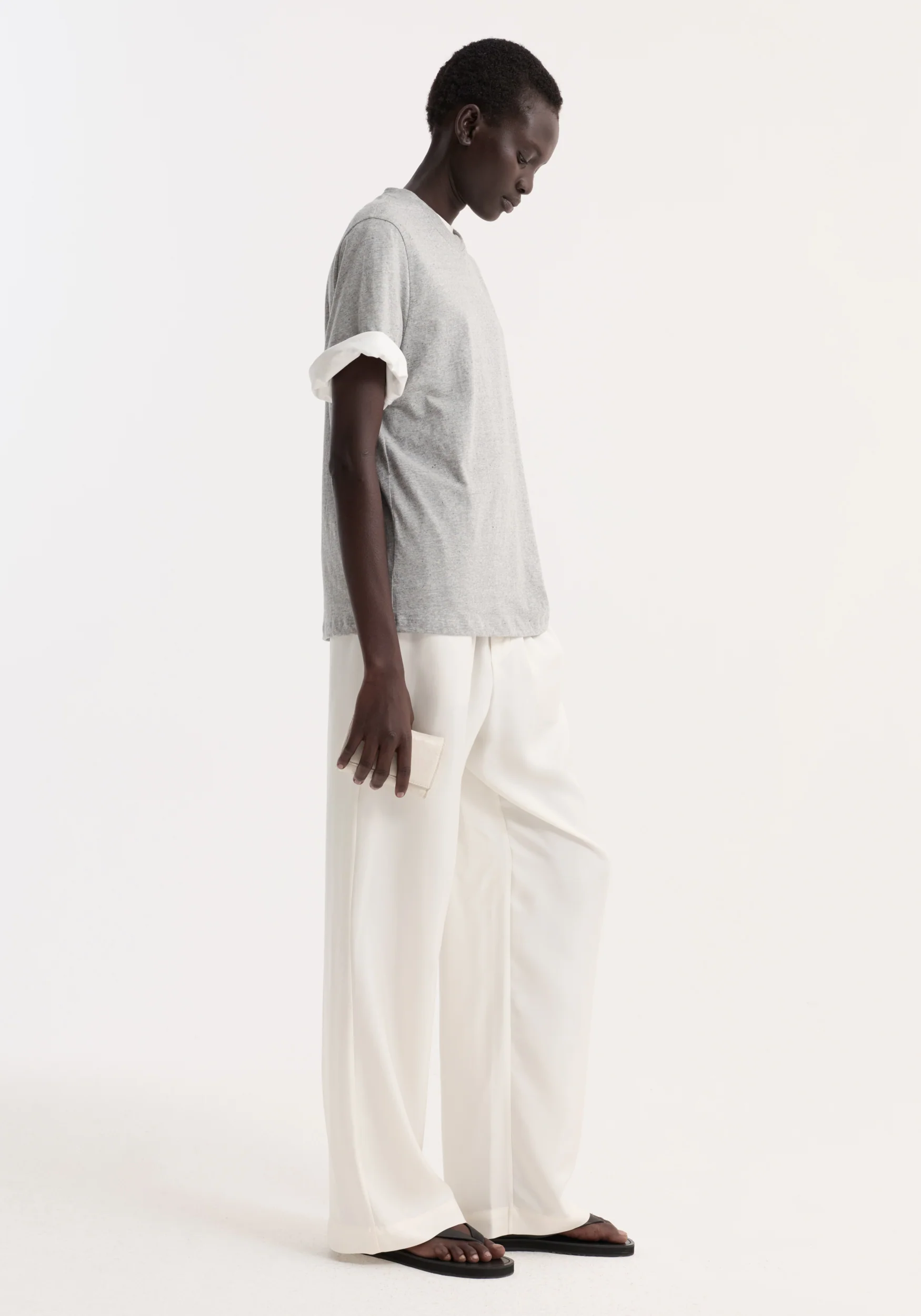 Slub melange cotton t-shirt | light grey melange - Image 5