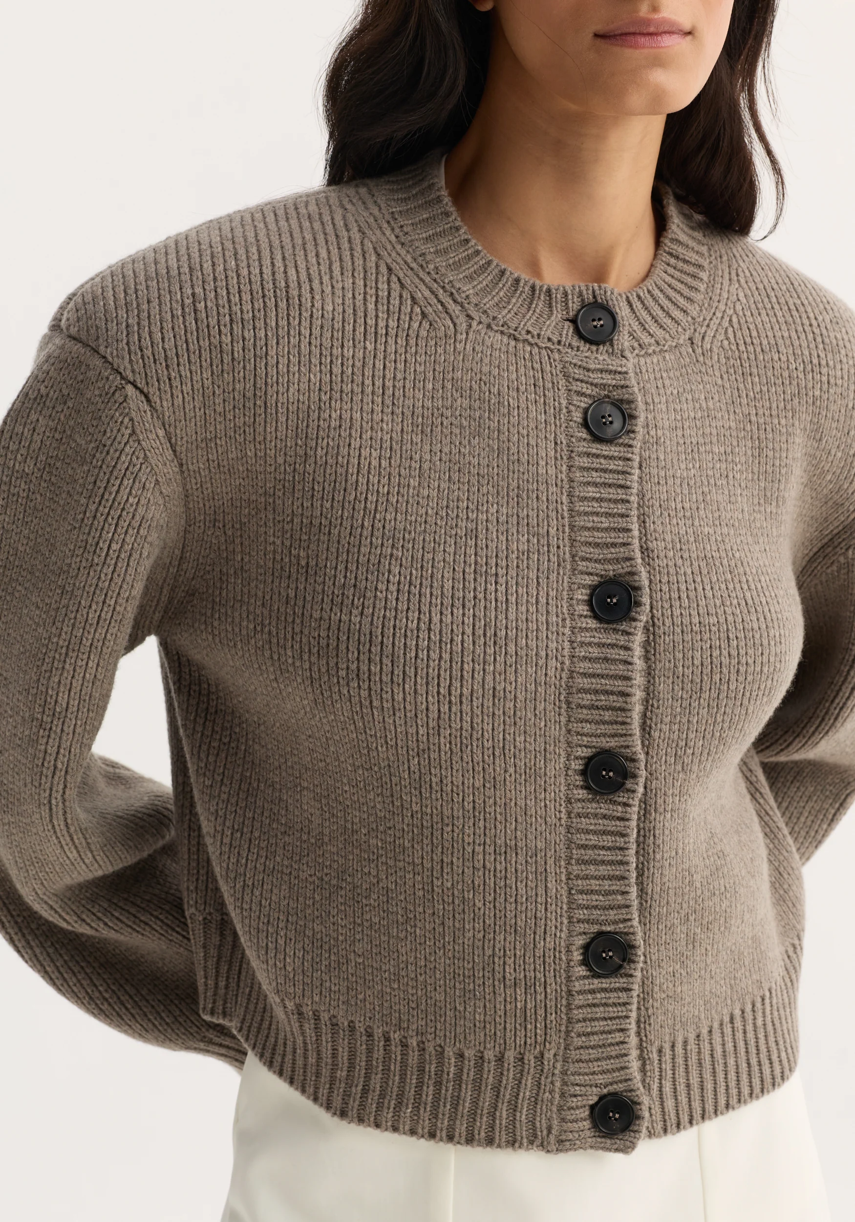 Statement shoulder cardigan | clay melange - Image 3