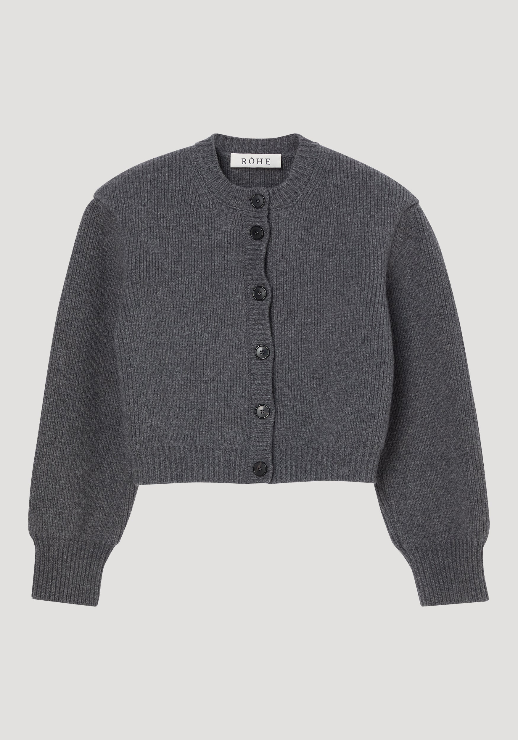 Statement shoulder cardigan | mid grey melange - Image 6