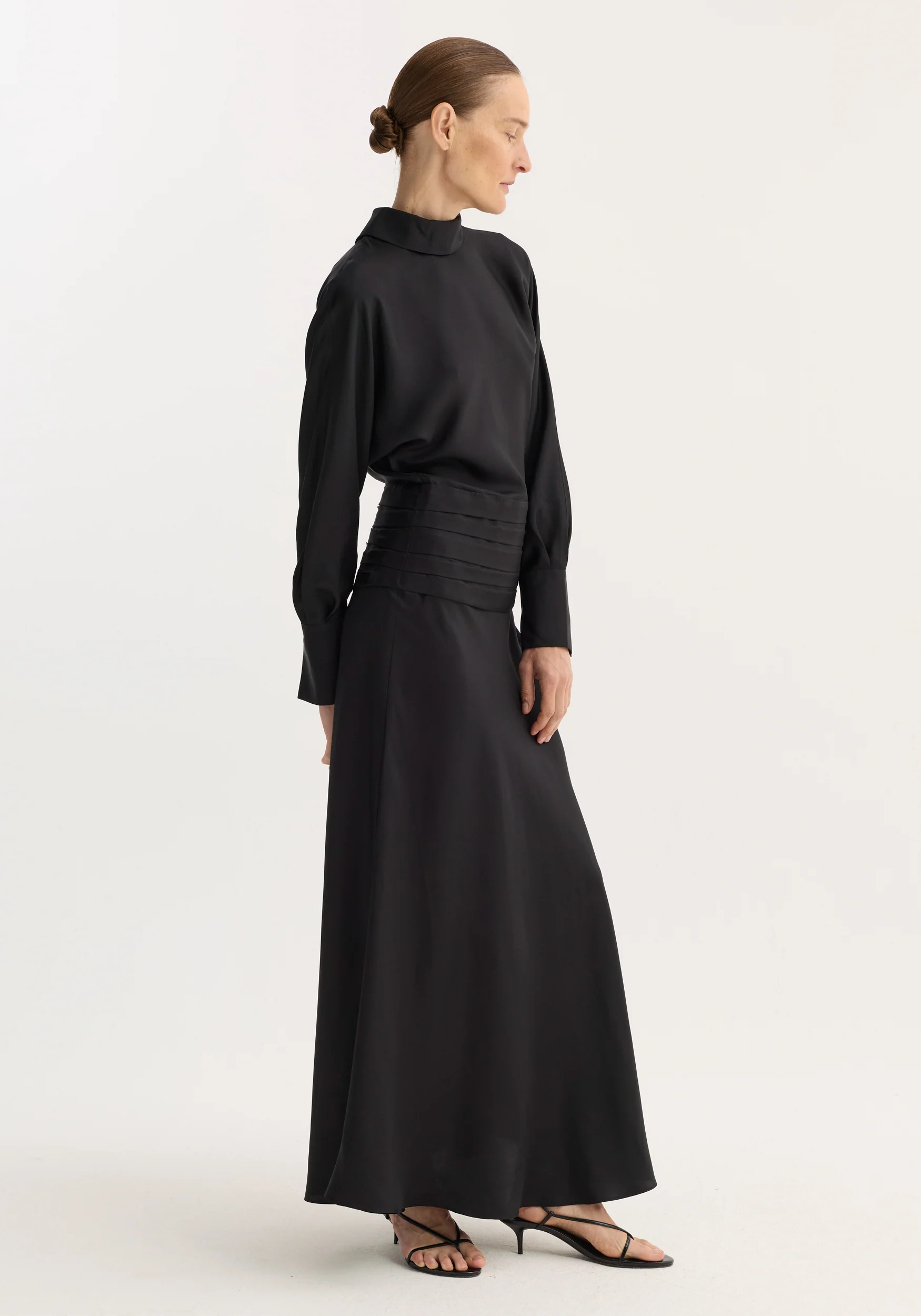 Tuxedo silk dress | black - Image 3