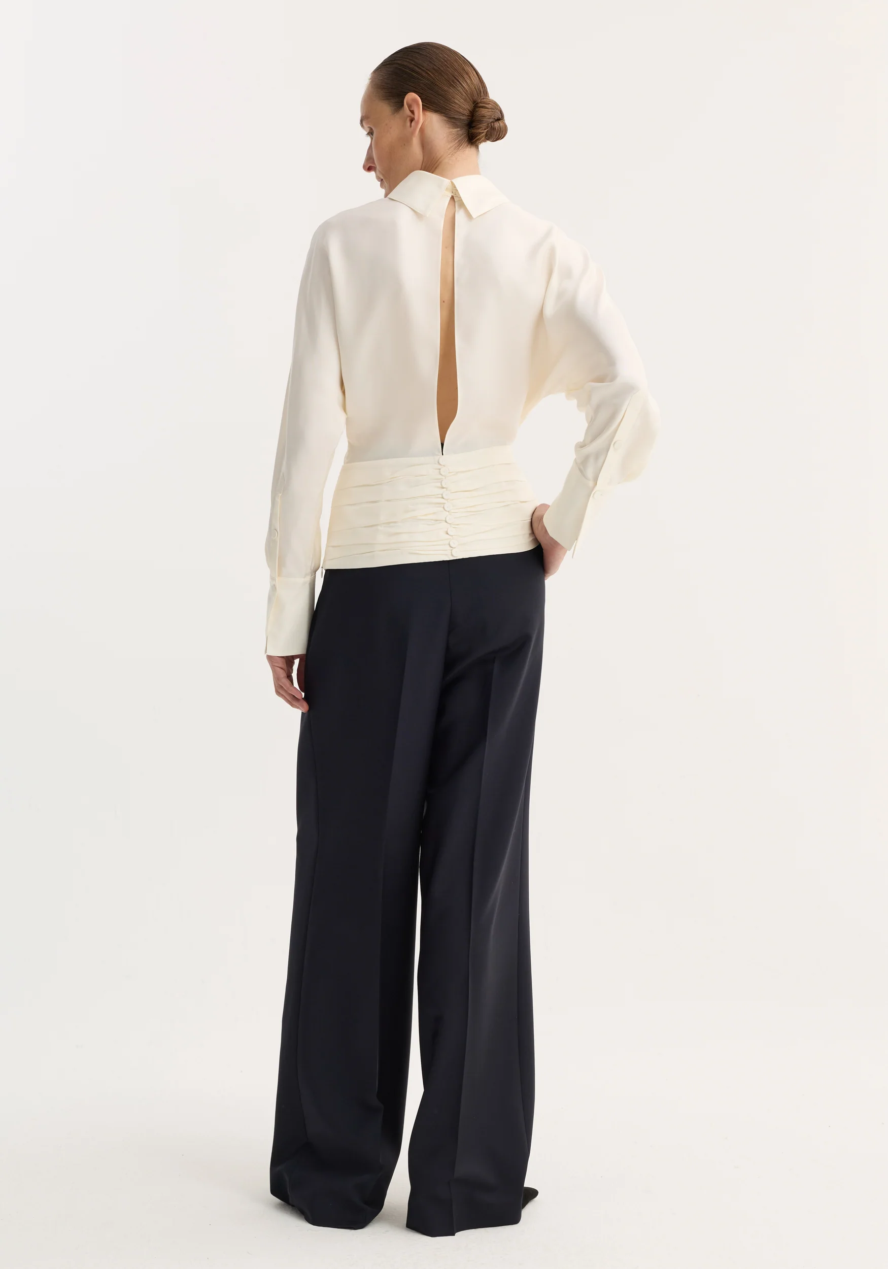 Tuxedo silk top | cream - Image 3