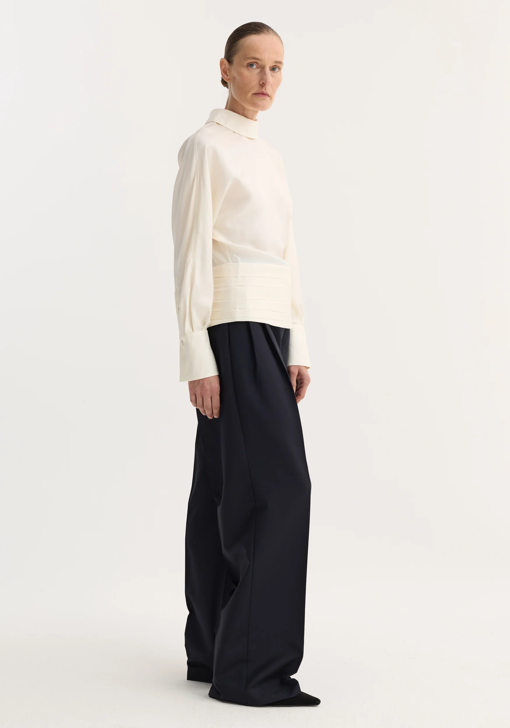 Tuxedo silk top | cream - Image 4