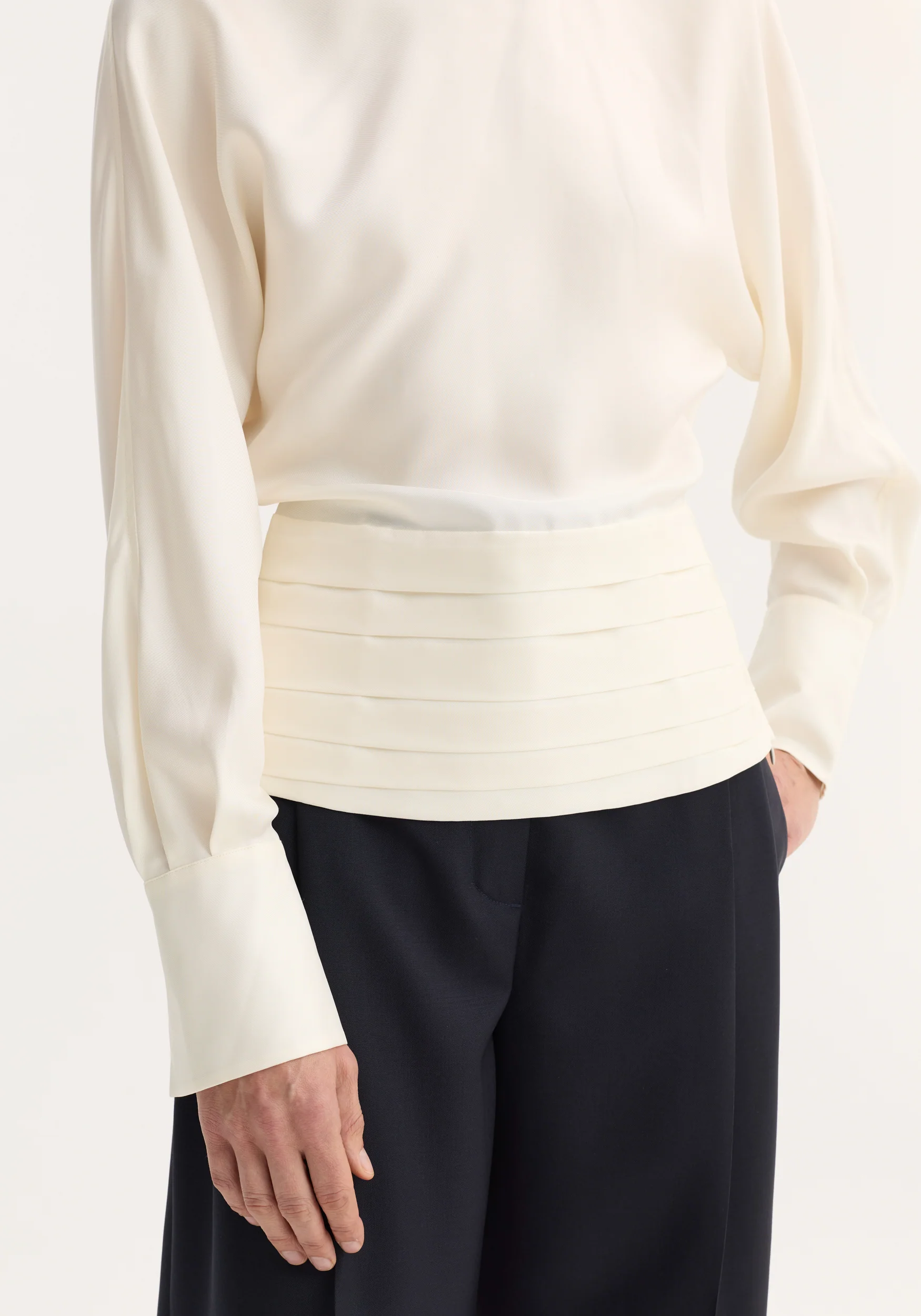 Tuxedo silk top | cream - Image 5