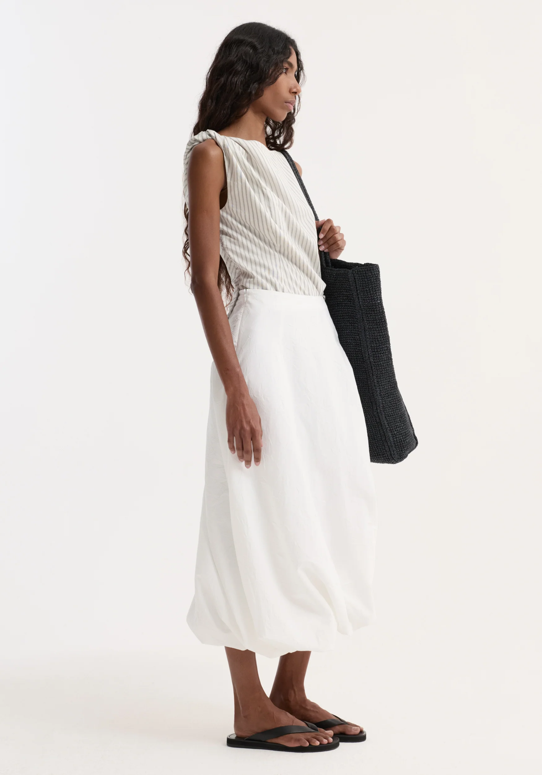 Twisted crushed cotton skirt | optic white - Image 4