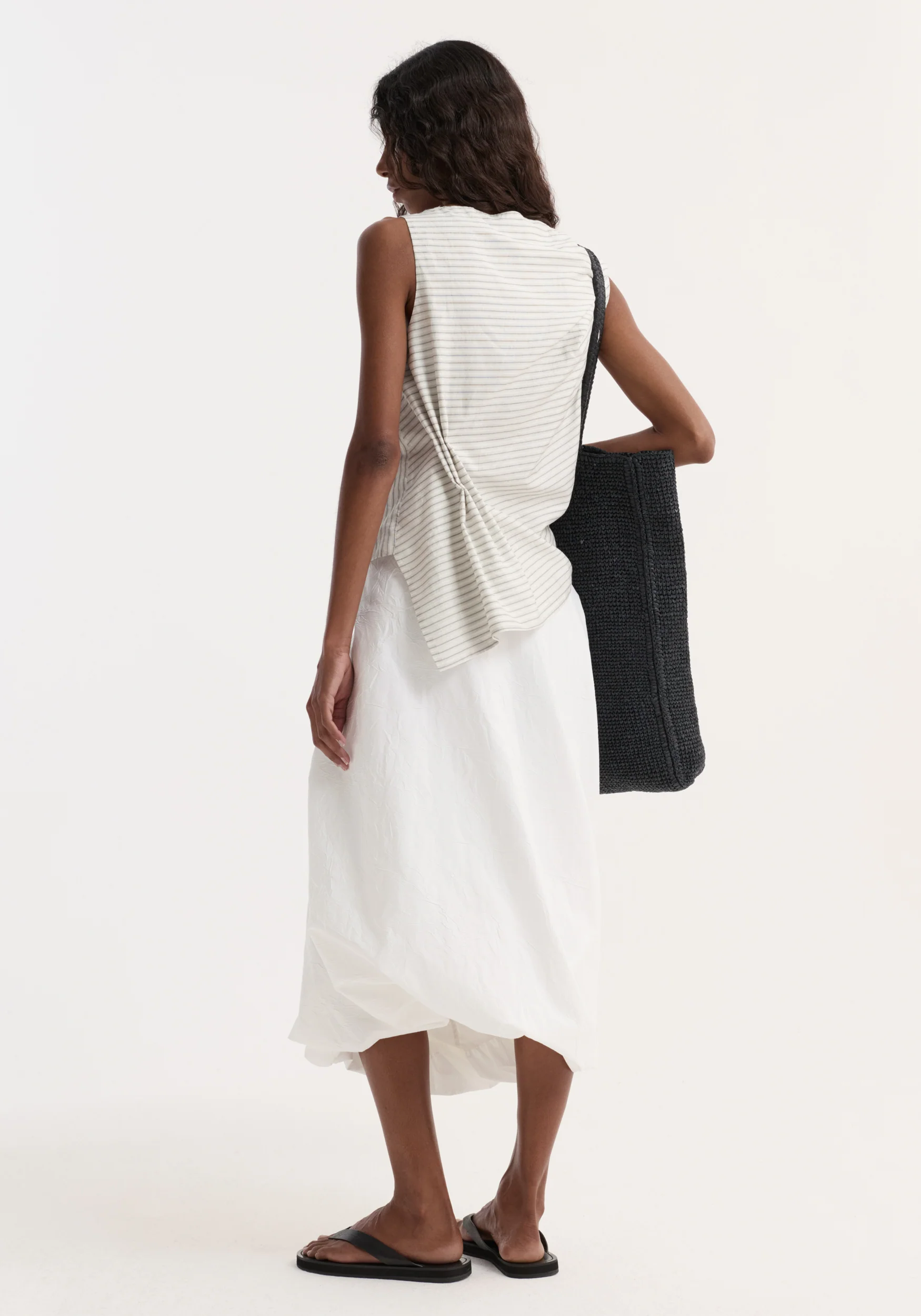Twisted crushed cotton skirt | optic white - Image 5