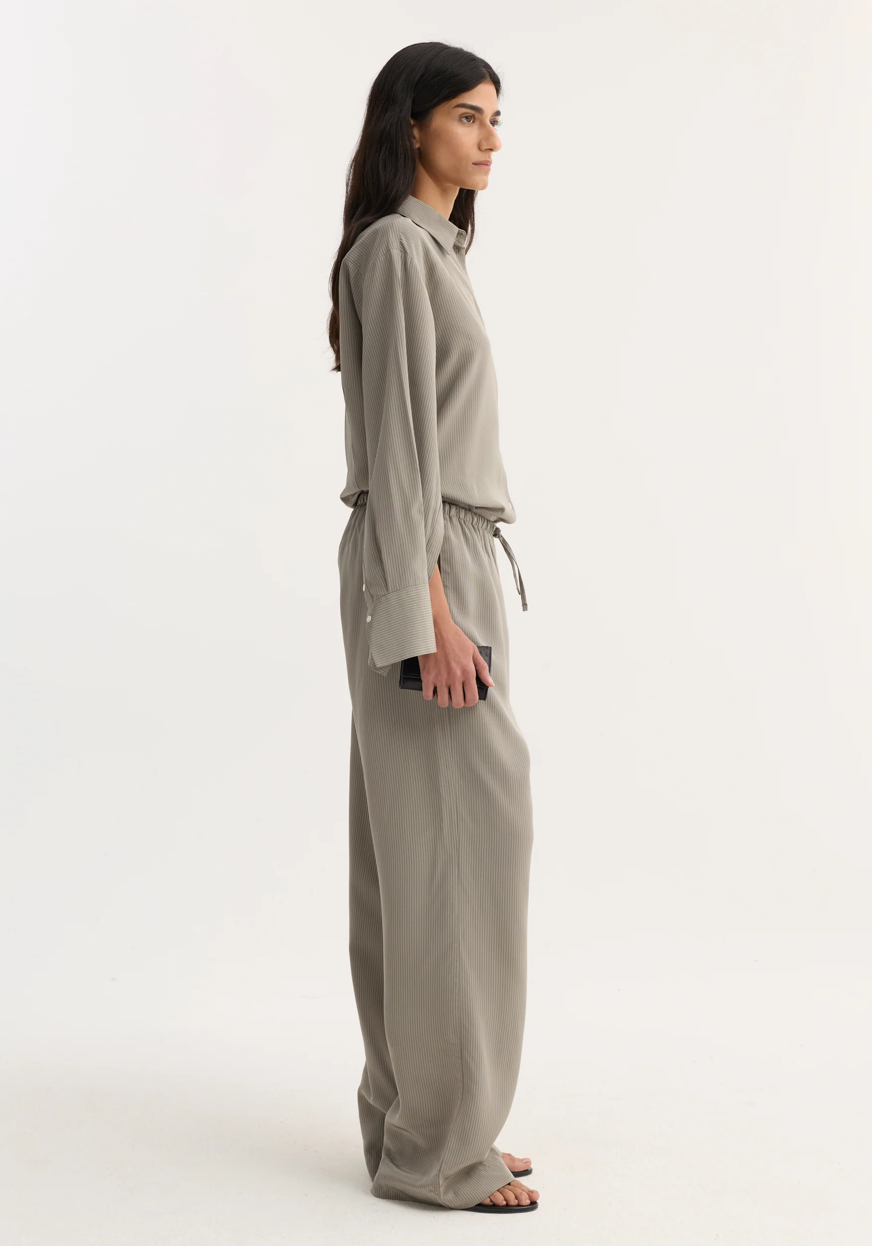 Relaxed fit trousers | light grey stripe - Image 4